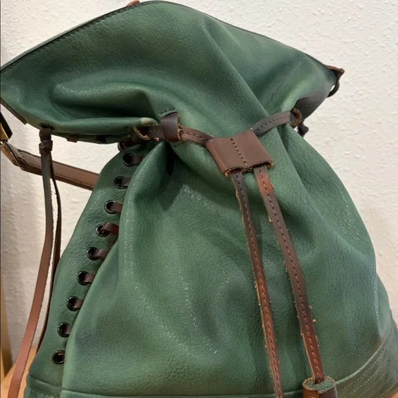 Green Leather Drawstring Bag - Picture 3 of 12